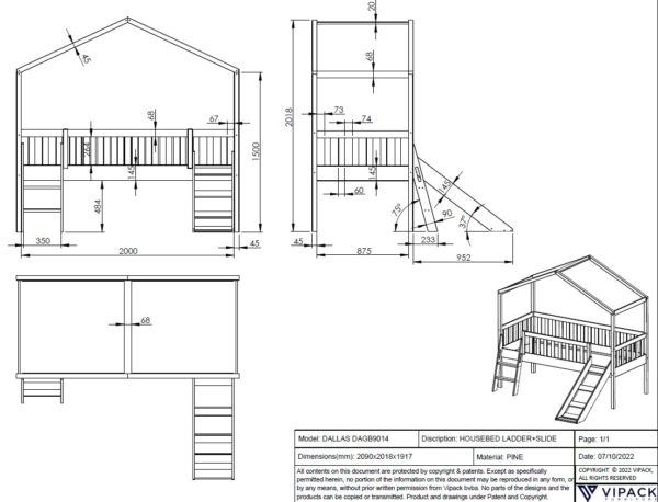 DALLAS HUISBED LADDER+GLIJBAAN WIT - Image 4