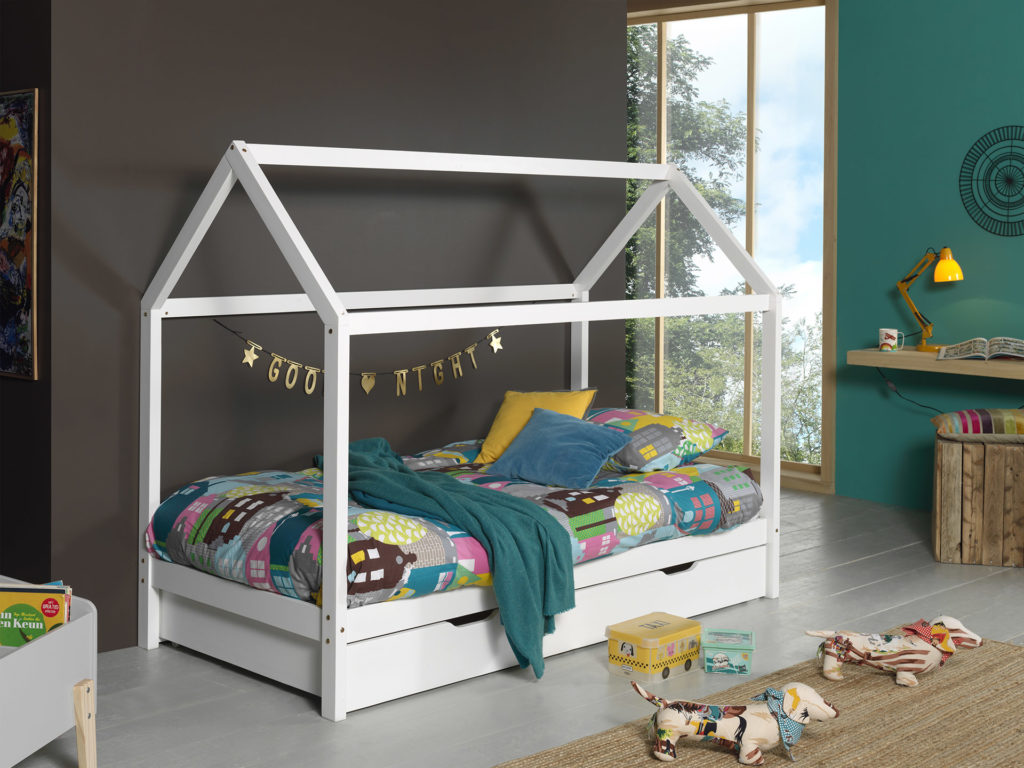 Wit DALLAS bed (90x200) en bijhorend rolbed. - Afbeelding 4