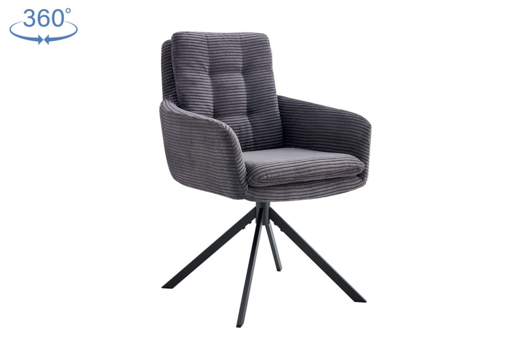 Stoel 'Luna' Draaibaar Corduroy Grijs (2 per doos) - Afbeelding 5