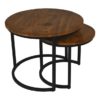 HSM Collection-Ronde Bijzettafel Ronin S/2-ø70x46 / ø55x40-Bruin/Zwart-Mango/Metaal - Afbeelding 5
