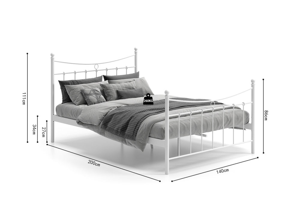 Bed 'Sacha' 140x200 met lattenbodem Wit (2c) - Afbeelding 6
