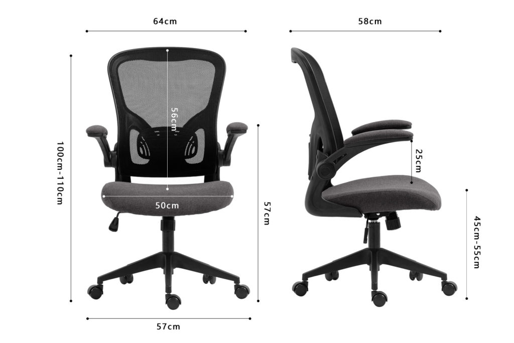 Bureaustoel 'Marcos' Mesh Zwart/Grijs (1c) - Afbeelding 6