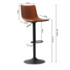 Barstoel 'Trevi' PU Cognac (2 per doos) - Afbeelding 6