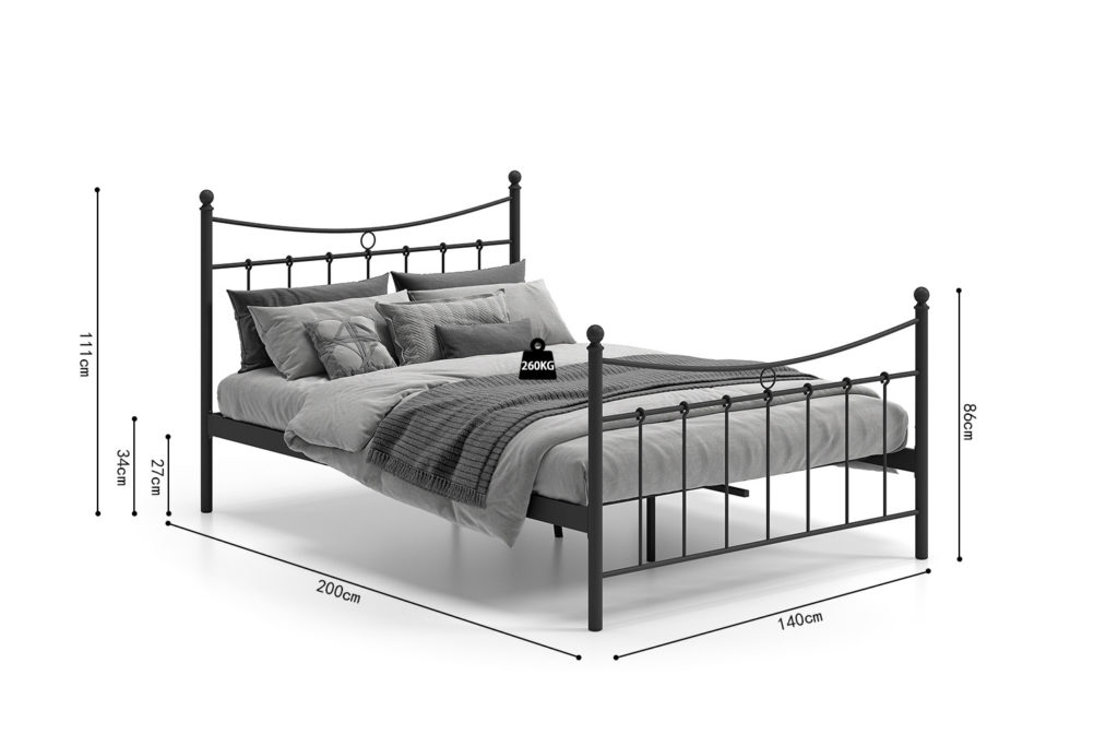 Bed 'Sacha' 140x200 met lattenbodem Zwart  (2c) - Afbeelding 6