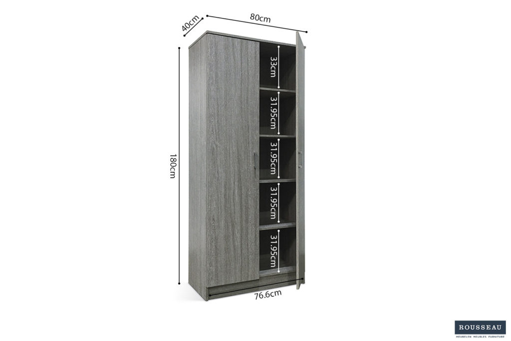 Opbergkast 'Ray' 2 deuren en 4 legplanken Grijze eik (1c) - Afbeelding 6