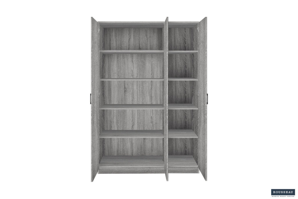 Opbergkast 'Ray' 3 deuren en 4 legplanken Grijze eik (2c) - Afbeelding 6