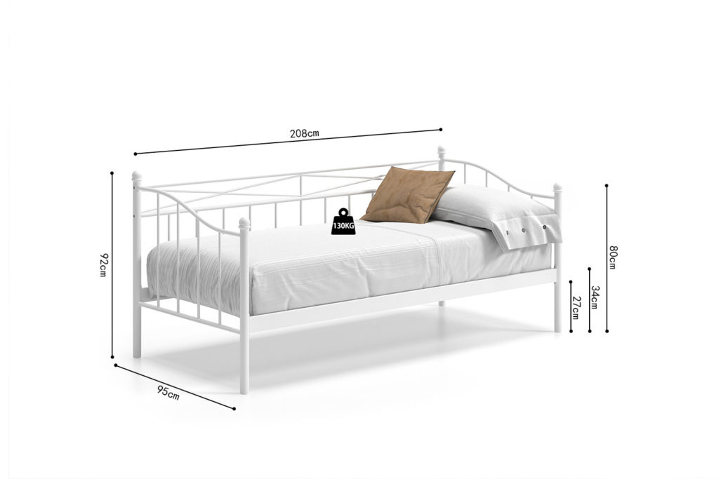 Bed 'Sablo' 90x200 met lattenbodem Wit (1c) - Afbeelding 6