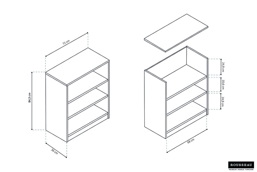 Boekenkast 'Space' 2 legplanken Sonoma (1c) - Afbeelding 7