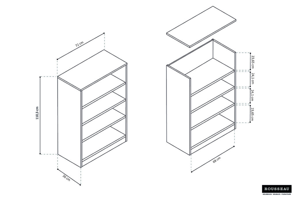 Boekenkast 'Space' 3 legplanken Sonoma (1c) - Afbeelding 7