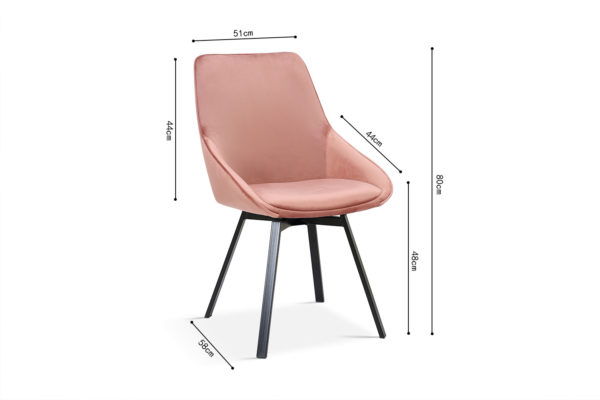 SALE - Stoel 'Mathias' Draaibaar Fluweel Roze (2 per doos) - Afbeelding 7