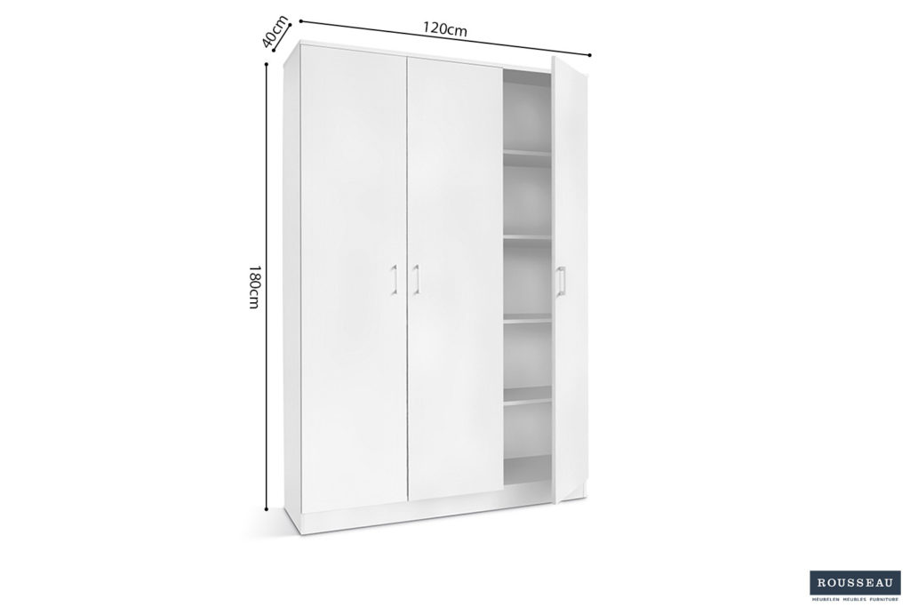 Opbergkast 'Ray' 3 deuren en 4 legplanken Wit (2c) - Afbeelding 7