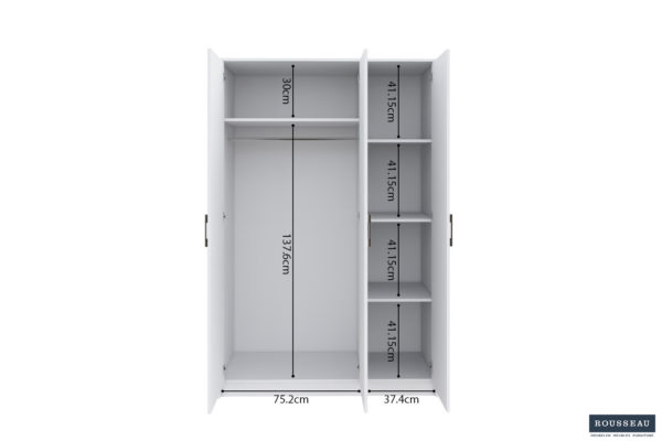 Kledingkast 'Ray' 3 deuren Wit (2c) - Image 7
