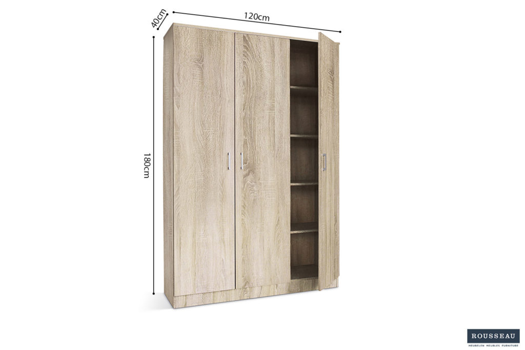 Opbergkast 'Ray' 3 deuren en 4 legplanken Sonoma (2c) - Afbeelding 7