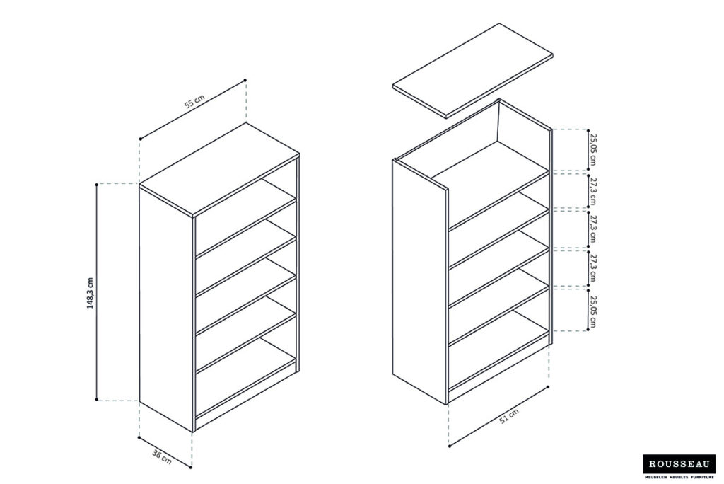 Boekenkast 'Space' 4 legplanken Sonoma (1c) - Afbeelding 7