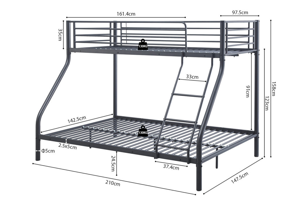Stapelbed 'Trio' metaal140/90x200 Donkergrijs (2c) - Afbeelding 7