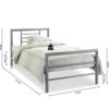 Bed 'Sandro' 90x200 met lattenbodem Grijs  (2c) - Afbeelding 8