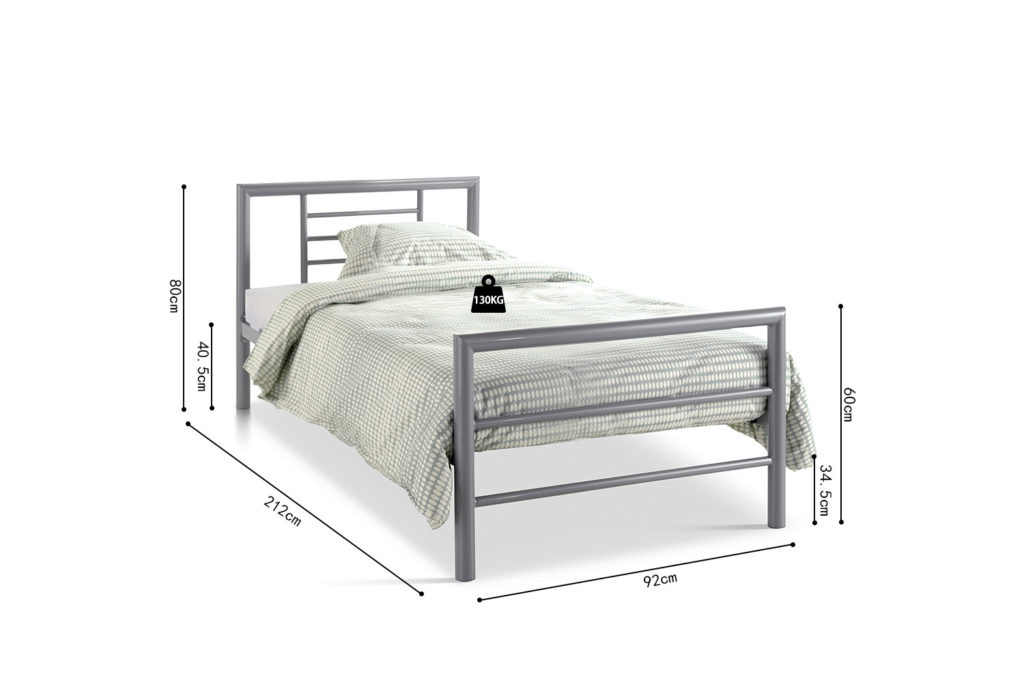 Bed 'Sandro' 90x200 met lattenbodem Grijs  (2c) - Afbeelding 8