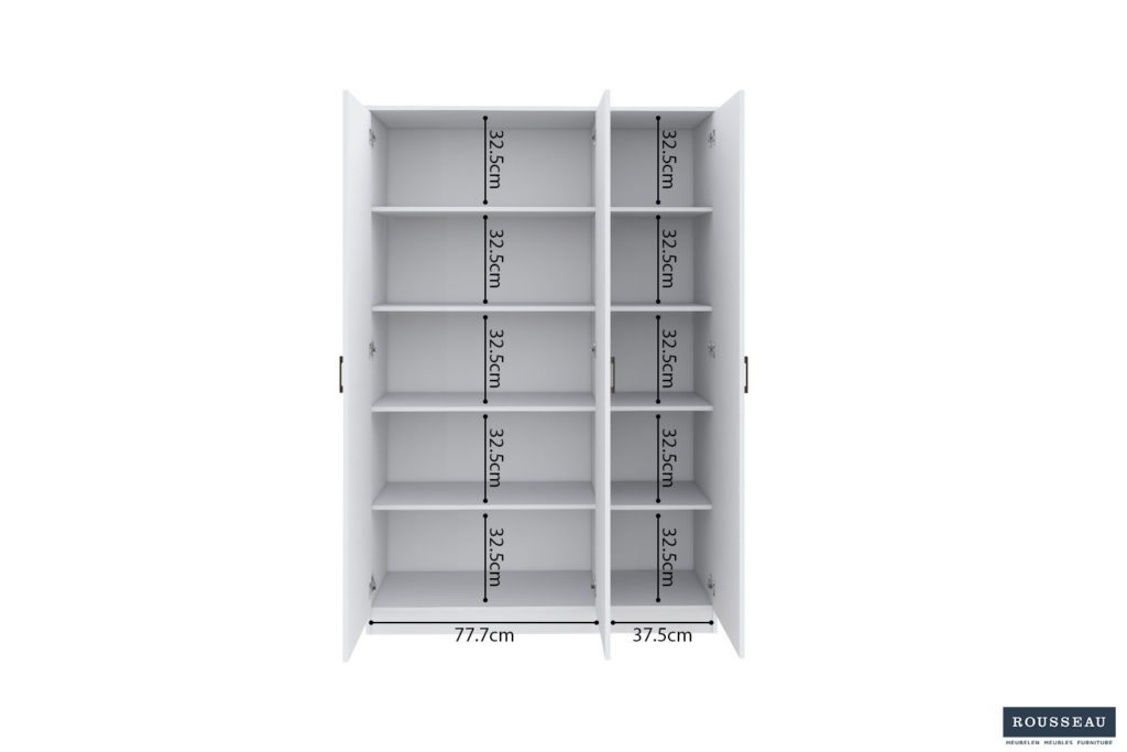 Opbergkast 'Ray' 3 deuren en 4 legplanken Wit (2c) - Afbeelding 8