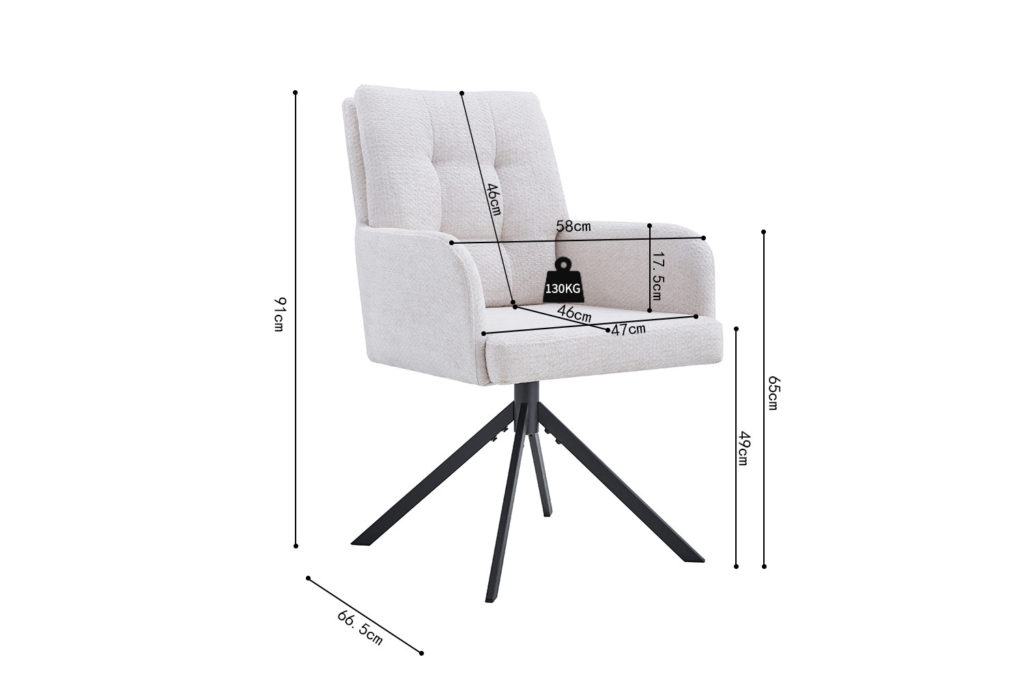 Stoel 'Granada' Draaibaar Ecru (2 per doos) - Afbeelding 8