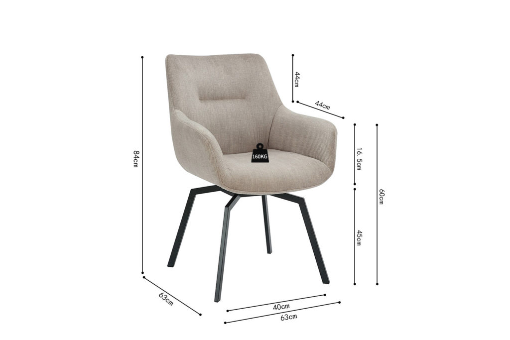 Stoel 'Modest' Draaibaar Ribfluweel Beige (1 per doos) - Afbeelding 9