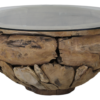 Salontafel Root - ø80x45 - Naturel - Teak wortelhout/glas