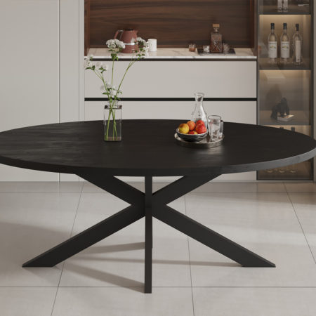 Tafel 'Alexa' 200 cm Ovaal Mango hout zwart (2c)