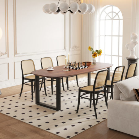 Tafel 'Tommy' 220x100 cm Deens Ovaal U-Poot Mango hout Bruin (2c)