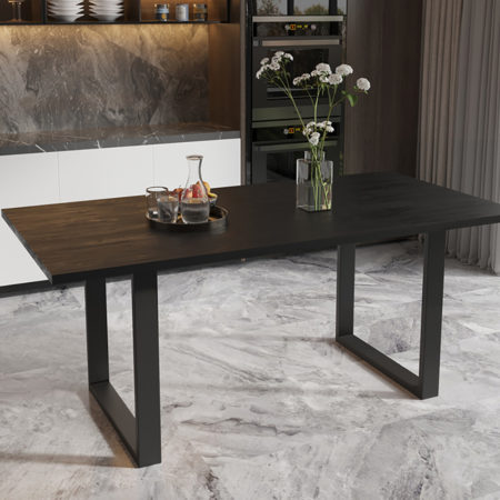 PROMO - Tafel 'Nicola' 180 cm Rechthoekig Mango hout zwart (2c)