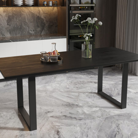 PROMO - Tafel 'Nicola' 200 cm Rechthoekig Mango hout zwart (2c)