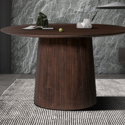 Tafel 'Miguel' 130 cm Rond Mango hout Donkerbruin (2c)