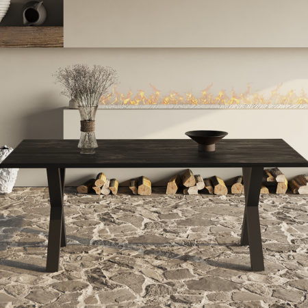 Tafel 'Elena' 200 cm Rechthoekig Mango hout zwart (2c)