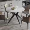 Tafel 'Apollo' 110 cm Rond Glanzend Steen Snow Wit (2c)