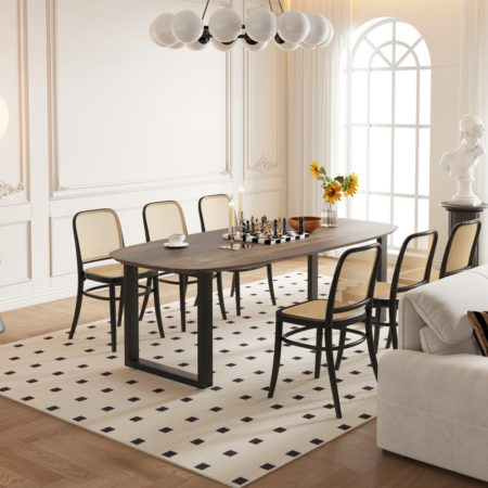 Tafel 'Tommy' 220x100 cm Deens Ovaal U-Poot Mango hout Tabaco (2c)