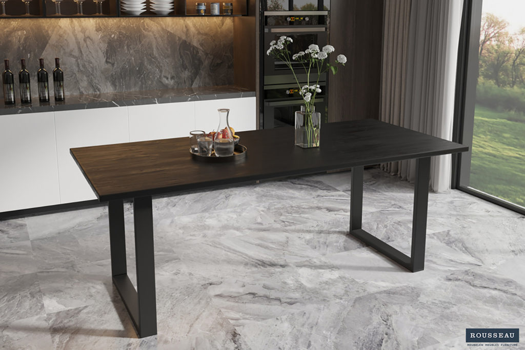 PROMO - Tafel 'Nicola' 200 cm Rechthoekig Mango hout zwart (2c) - Afbeelding 2