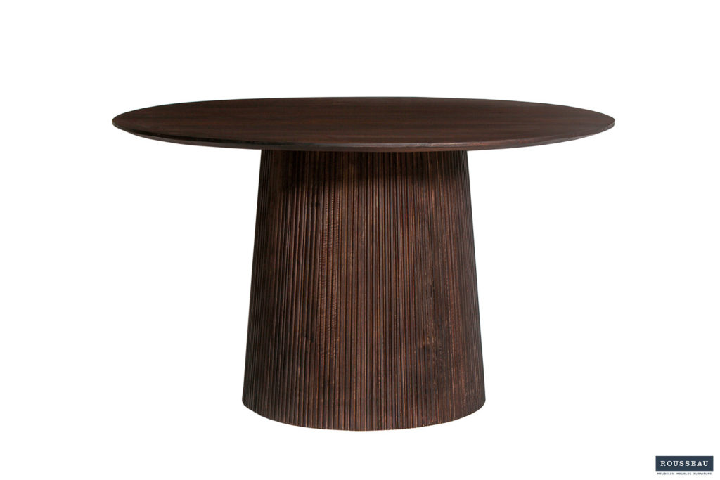 Tafel 'Miguel' 130 cm Rond Mango hout Donkerbruin (2c) - Afbeelding 2