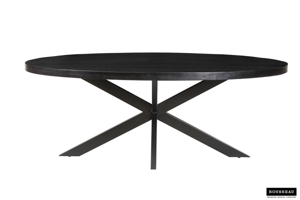 Tafel 'Alexa' 200 cm Ovaal Mango hout zwart (2c) - Afbeelding 2