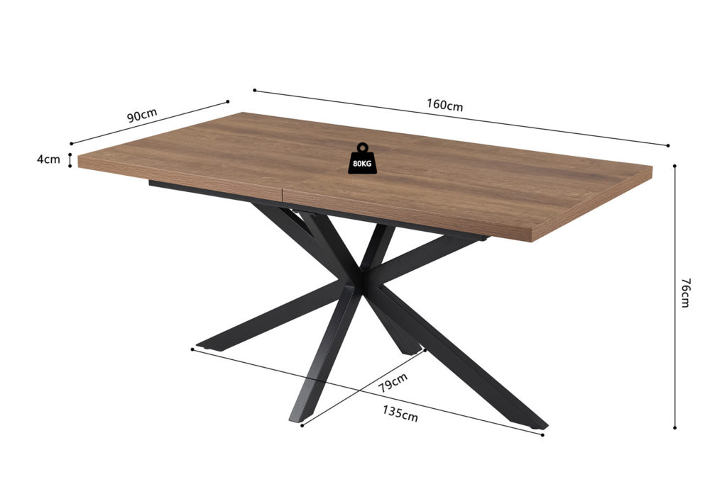 Uitschuifbare tafel 'Kos' 160-200 cm Donkerbruin (2c) - Afbeelding 14