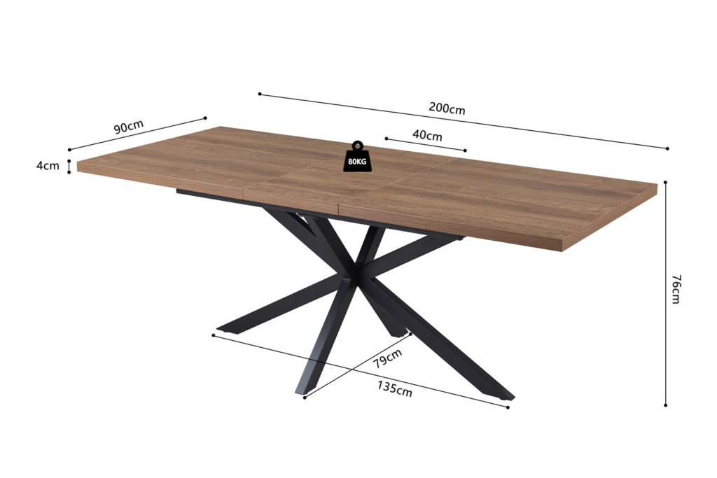 Uitschuifbare tafel 'Kos' 160-200 cm Donkerbruin (2c) - Afbeelding 15