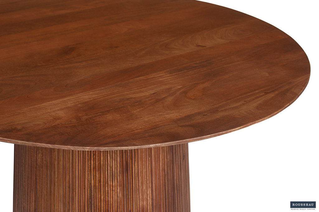 Tafel 'Miguel' 130 cm Rond Mango hout Lichtbruin (2c) - Afbeelding 3