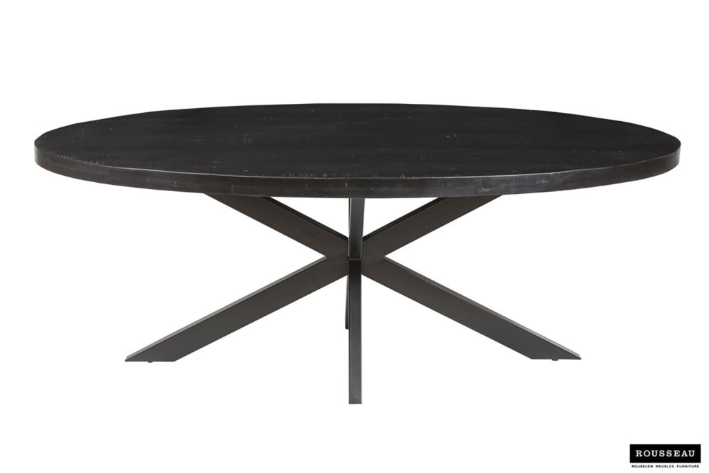 Tafel 'Alexa' 200 cm Ovaal Mango hout zwart (2c) - Afbeelding 3
