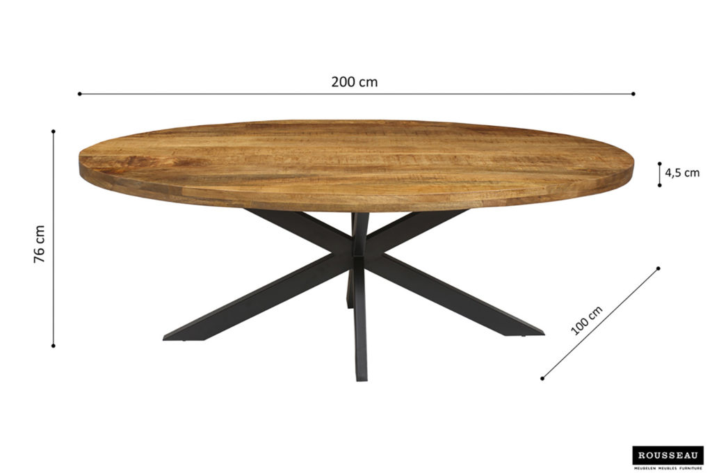Tafel 'Alexa' 200 cm Ovaal Mango hout (2c) - Afbeelding 4