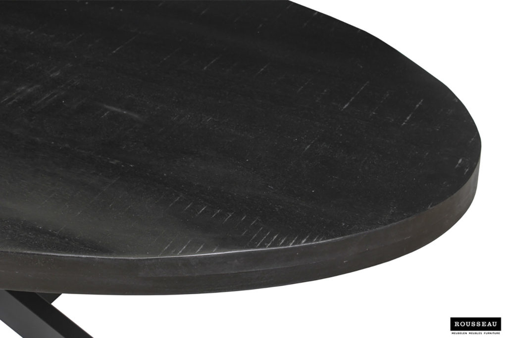 Tafel 'Alexa' 200 cm Ovaal Mango hout zwart (2c) - Afbeelding 4