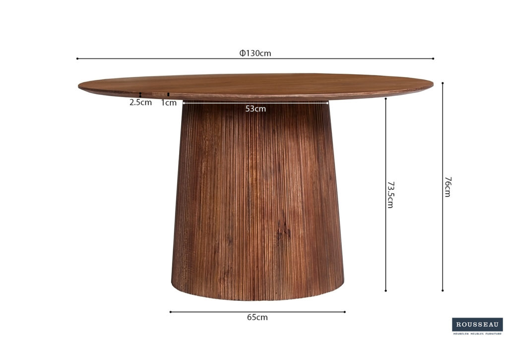 Tafel 'Miguel' 130 cm Rond Mango hout Lichtbruin (2c) - Afbeelding 5