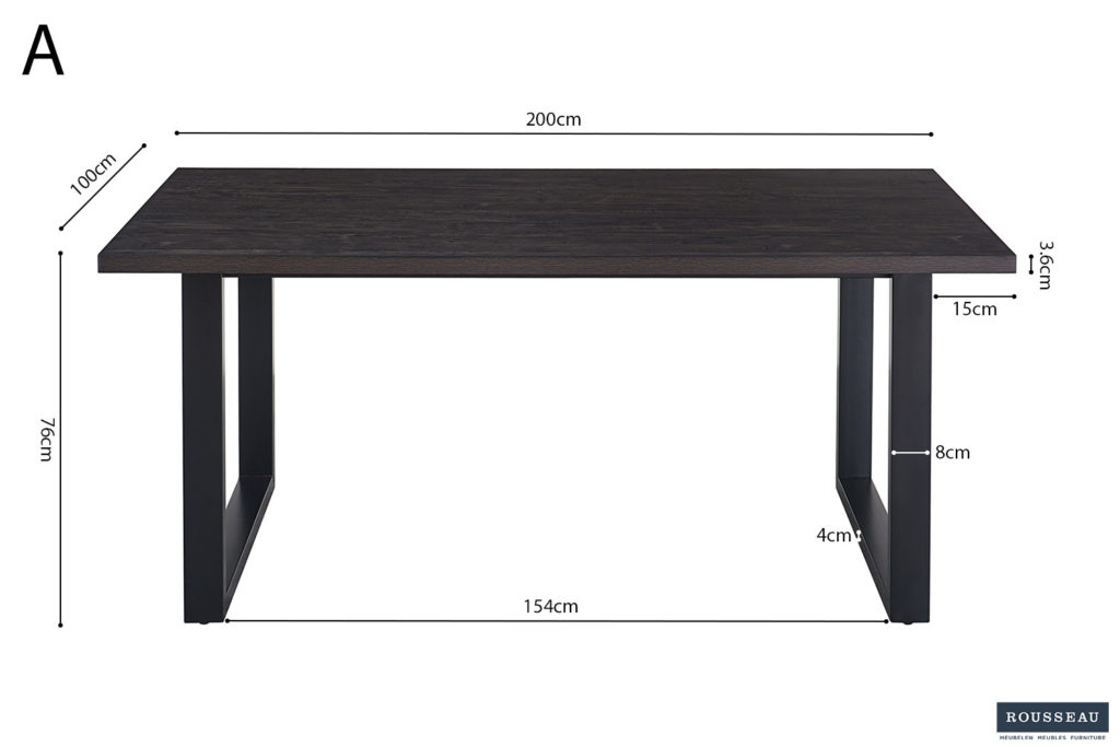 PROMO - Tafel 'Alexander' 200 cm Decor Donkerbruin (2c) - Afbeelding 6