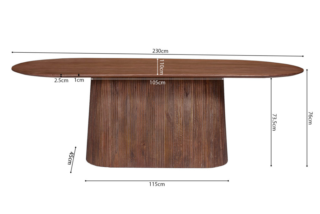 Tafel 'Miguel' 230 cm Ovaal Mango hout Lichtbruin (2c) - Afbeelding 7