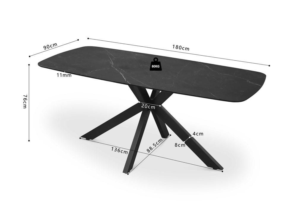 Tafel 'Apollo' 180 cm Deens Ovaal Steen Zwart (2c) - Afbeelding 7