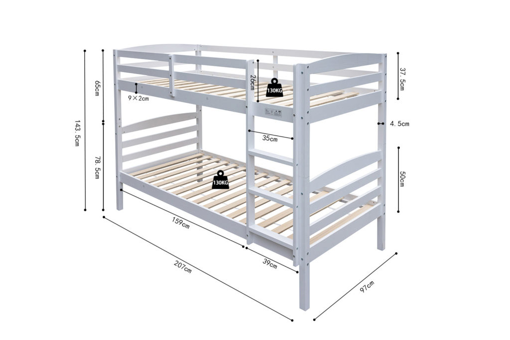 Stapelbed 'Roy' 90x200 Splitsbaar Wit (2c) - Afbeelding 7