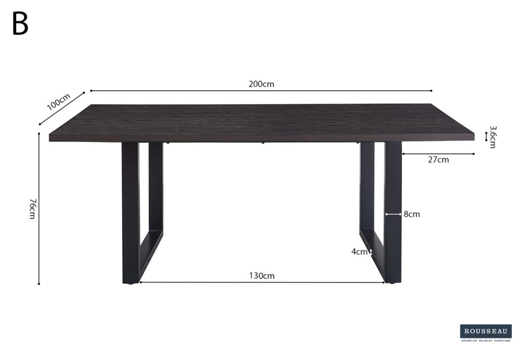 PROMO - Tafel 'Alexander' 200 cm Decor Donkerbruin (2c) - Afbeelding 7