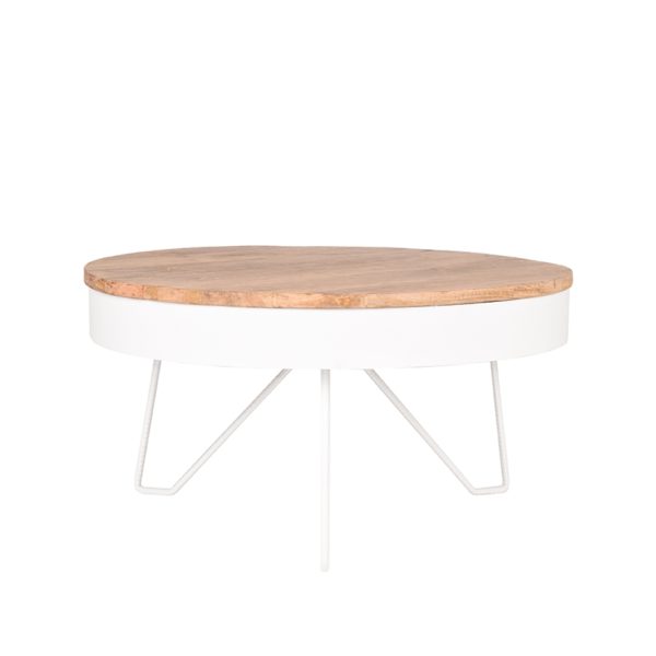 LABEL51 Salontafel Saran - Wit - Mangohout - 80 cm - Afbeelding 3