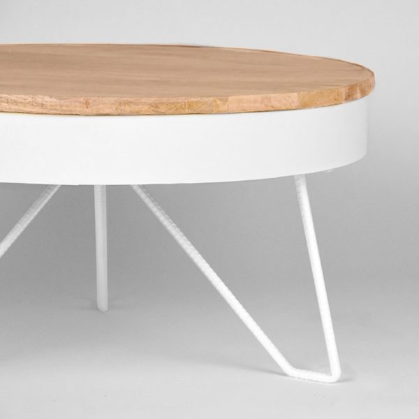 LABEL51 Salontafel Saran - Wit - Mangohout - 80 cm - Afbeelding 4